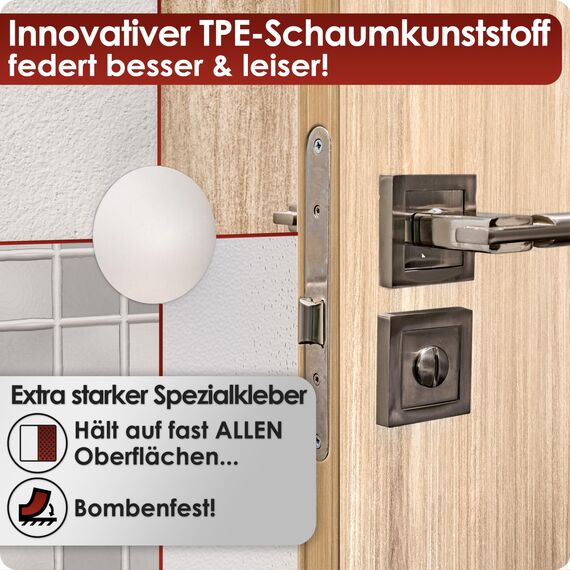 WEIDEBACH® 24x dezente Türstopper Wand, weiße Türpuffer, 40x9 mm Türstopper Wand selbstklebend, Elastikpuffer für jede Oberfläche, Gummistopper, Türpuffer Wand, Puffer