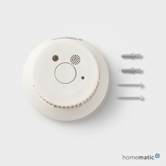 Homematic IP Rauchwarnmelder mit Q-Label, Smart Home, Rauchmelder alarmiert lokal über die Sirene und per Push-Benachrichtigung in der Smartphone-App, integrierte LED-Notbeleuchtung, 156587A0