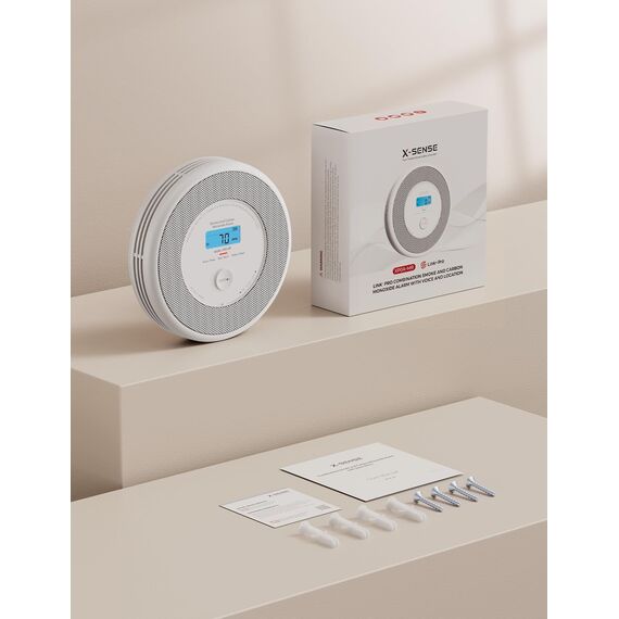 X-Sense Rauch und CO Melder mit Sprachalarm und Standortansage, mit XP0A-MR11 Kits, 30 mm dick ohne SBS50 Basisstation, XP0A-MR, 1 Stück