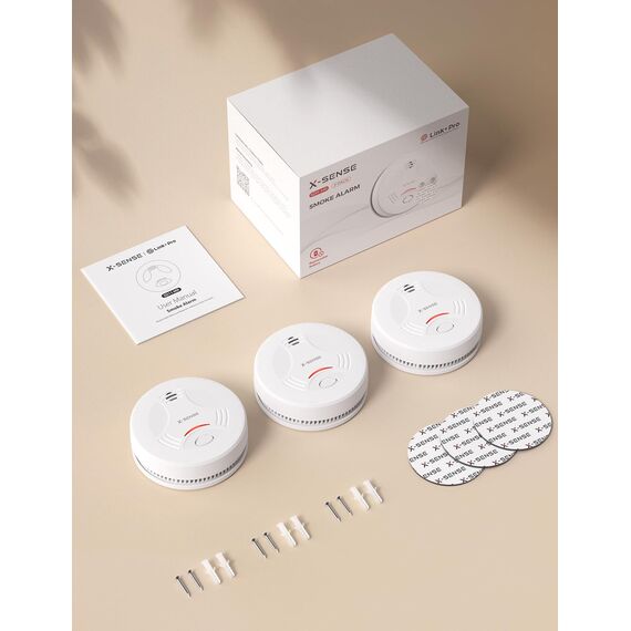 X-Sense Smart-Rauchmelder WLAN mit Magnethalterung, Zertifiziert nach EN 14604, Basisstation SBS50 erforderlich (separat erhältlich), SD11-MR, 3 Stück
