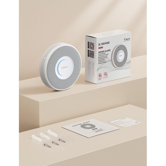 X-Sense Intelligenter WLAN-Rauchmelder mit Sprachalarmsystem und 17 Standorten, Feuermelder, Rauchwarnmelder, nur 33 mm dünn, XS0B-iR, 1 Stück