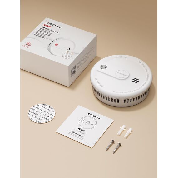 X-Sense Rauchmelder mit 10-Jahres-Batterie, Zertifiziert nach EN 14604, Brandmelder mit Magnethalterung, Standby ohne LED-Blinksignal, Test-/Stummschaltungstaste, ultraschlank, XS0G-SN, 1 Stück