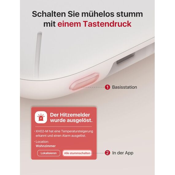 X-Sense funkvernetzter Hitzemelder mit versiegelter 10-Jahres-Batterie und einfacher Installation, Wärmemelder kompatibel mit Basisstation, XH02-M, 1-Pack