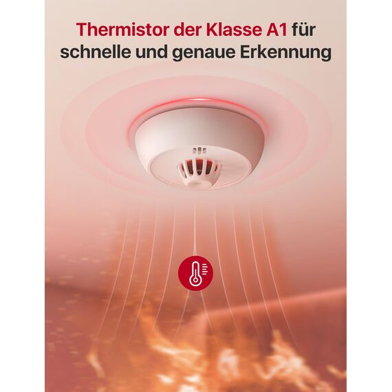 X-Sense funkvernetzter Hitzemelder mit versiegelter 10-Jahres-Batterie und einfacher Installation, Wärmemelder kompatibel mit Basisstation, XH02-M, 2-Pack