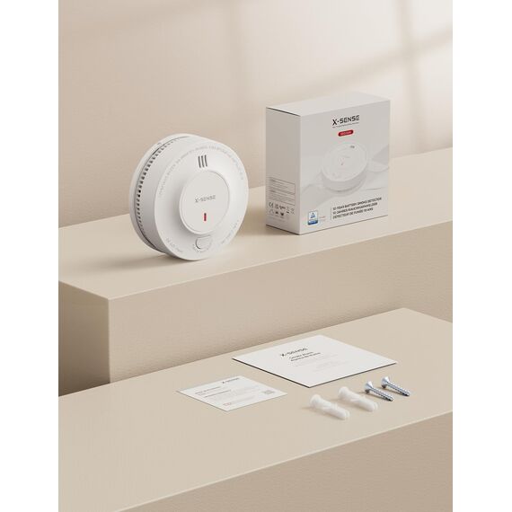 X-Sense Verbesserter Rauchmelder 10 Jahre Batterie, Feuermelder mit fotoelektrischem Sensor, EN14604 geprüfte Brandmelder, SD2J0AX, 1er Set