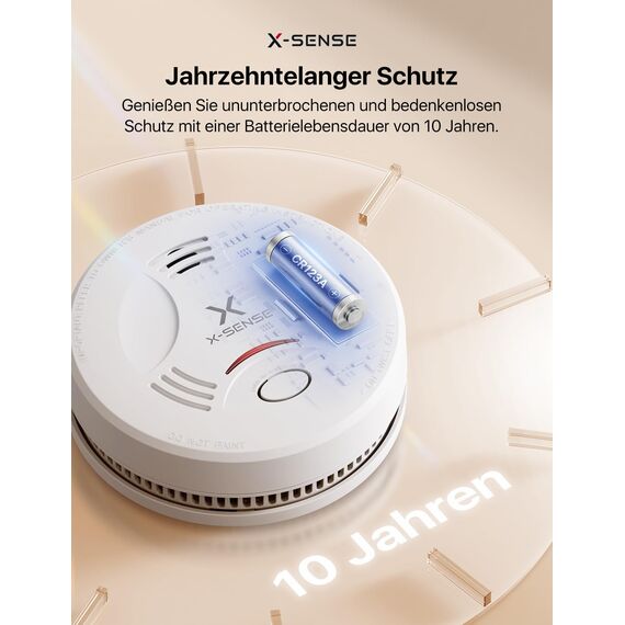 X-Sense Rauchmelder mit 10 Jahre Batterie und Magnethalterung, Feuermelder, TÜV Rheinland-Zertifiziert, mit Stummschalt- und Selbsttest-Funktion, SD11, 2er Set