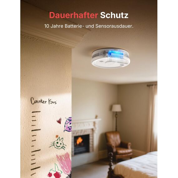X-Sense Rauchmelder mit 10-Jahres-Batterie, Zertifiziert nach EN 14604, Brandmelder mit Magnethalterung, Standby ohne LED-Blinksignal, Test-/Stummschaltungstaste, ultraschlank, XS0G-SN, 1 Stück