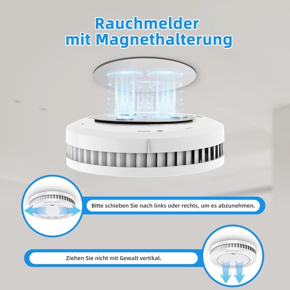 XINDUM Rauchmelder mit Magnethalterung 10er Set, TÜV Rheinland-Zertifiziert Rauchmelder 10 Jahre Batterie, Feuermelder, Rauchwarnmelder, Standalone, Weiß