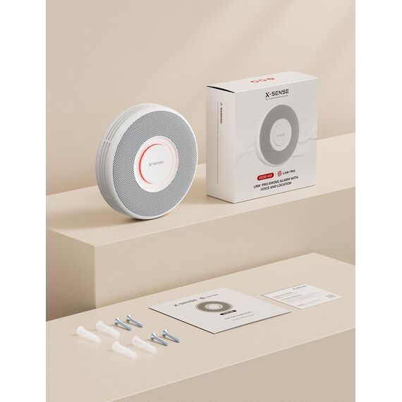 X-Sense Smarter Rauchmelder WLAN mit Sprachausgabe und 17 Standorten, Feuermelder, Rauchmelder vernetzt, 33 mm, SBS50 Basisstation erforderlich, XS0B-MR, 1 Stück