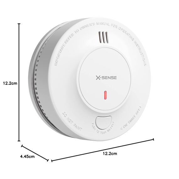 X-Sense Verbesserter Rauchmelder 10 Jahre Batterie, Feuermelder mit fotoelektrischem Sensor, EN14604 geprüfte Brandmelder, SD2J0AX, 1er Set