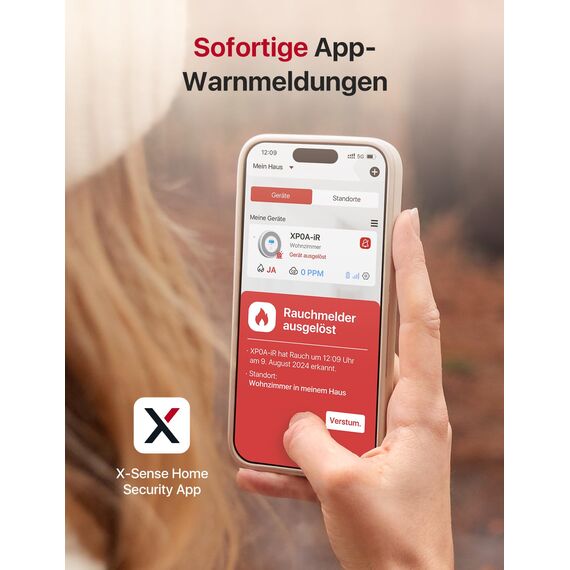 X-Sense XP0A-iR Rauch und CO Melder mit Sprachalarm und Standortansage, WLAN Kombinierter Rauch- und Kohlenmonoxidmelder für 17 festlegbare Räume，kompatibel mit der X-Sense Home Security-App, 2er Set