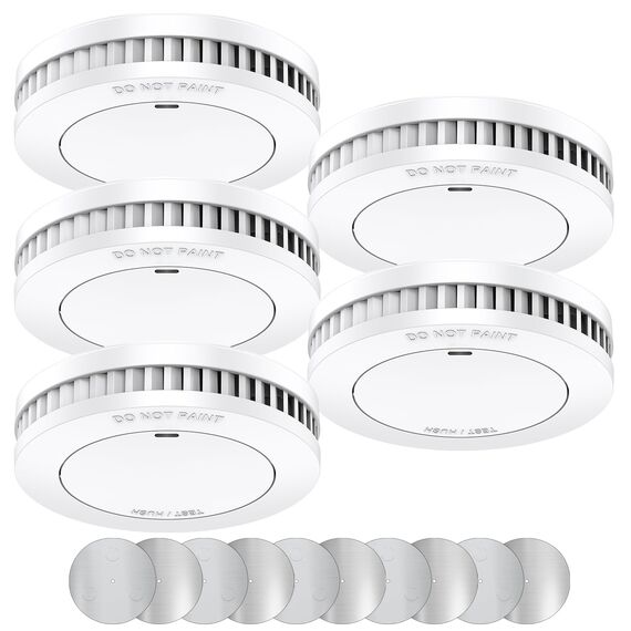 XINDUM Mini Rauchmelder 5er Set, Feuermelder 10 Jahre Batterie, TÜV Rheinland-Zertifiziert Rauchmelder mit Magnethalterung, Rauchwarnmelder, 85 dB Hörbarer Alarm, Standalone, Weiß