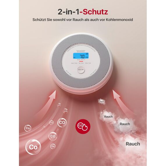 X-Sense Rauch und CO Melder mit Sprachalarm und Standortansage, mit XP0A-MR11 Kits, 30 mm dick ohne SBS50 Basisstation, XP0A-MR, 1 Stück