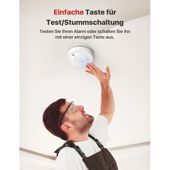 X-Sense Verbesserter Rauchmelder 10 Jahre Batterie, Feuermelder mit fotoelektrischem Sensor, EN14604 geprüfte Brandmelder, SD2J0AX, 1er Set