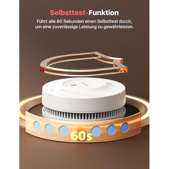 X-Sense Verbesserter Rauchmelder 10 Jahre Batterie, Feuermelder mit fotoelektrischem Sensor, EN14604 geprüfte Brandmelder, SD2J0AX, 1er Set