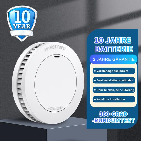XINDUM Rauchmelder mit Magnethalterung 10er Set, TÜV Rheinland-Zertifiziert Rauchmelder 10 Jahre Batterie, Feuermelder, Rauchwarnmelder, Standalone, Weiß