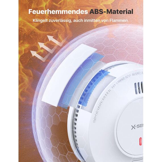 X-Sense Verbesserter Rauchmelder 10 Jahre Batterie, Feuermelder mit fotoelektrischem Sensor, EN14604 geprüfte Brandmelder, SD2J0AX, 1er Set