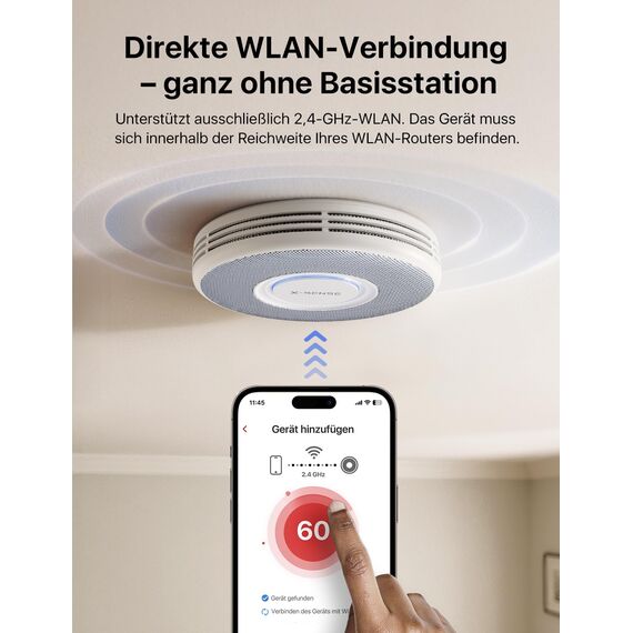 X-Sense Intelligenter WLAN-Rauchmelder mit Sprachalarmsystem und 17 Standorten, Feuermelder, Rauchwarnmelder, nur 33 mm dünn, XS0B-iR, 3 Stück