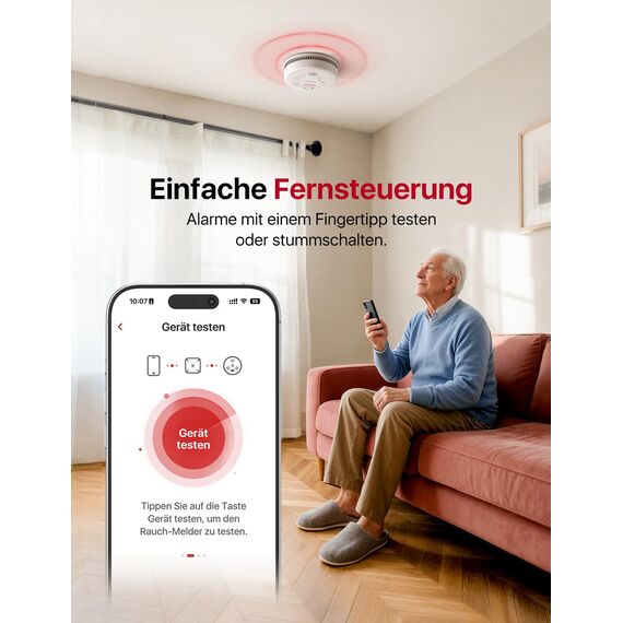 X-Sense Smart-Rauchmelder WLAN mit Magnethalterung, Zertifiziert nach EN 14604, Basisstation SBS50 erforderlich (separat erhältlich), SD11-MR, 1 Stück
