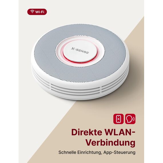 X-Sense Intelligenter WLAN-Rauchmelder mit Sprachalarmsystem und 17 Standorten, Feuermelder, Rauchwarnmelder, nur 33 mm dünn, XS0B-iR, 3 Stück