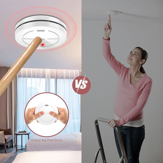 Safeliveo Rauchmelder 5er Set ohne Blinkende LED, mit 10 Jahre Batterie, mit Klebepads，Mute Funktion, 85 dB Alarmton, Standalone Flacher Brandmelder für den Brandschutz zu Hause.