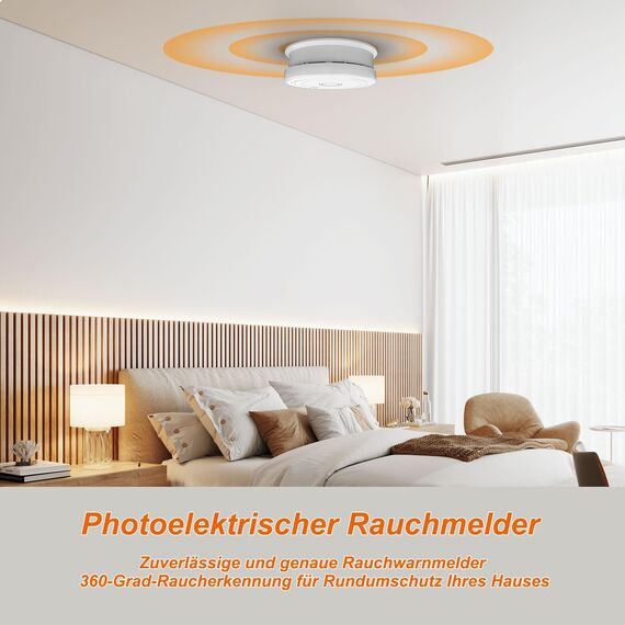 Rauchmelder,Rauchmelder mit magnethalterung Feuermelder 10 Jahre Lebensdauer, Photoelektrischer Brandmelder mit austauschbarer 1 Jahre Batterie 4 Stück