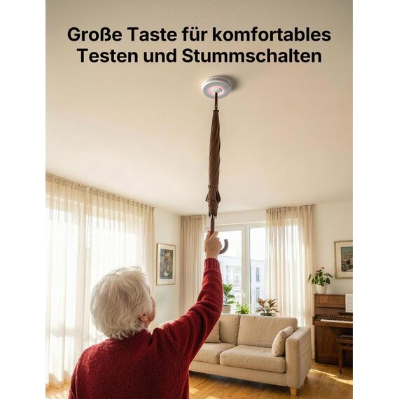 X-Sense Rauchmelder mit 10-Jahres-Batterie, Deutscher Sprachalarm mit Standortangabe (17 Orte), große Testtaste, Standby ohne Blinklicht, XS0B-SN, 6 Stück