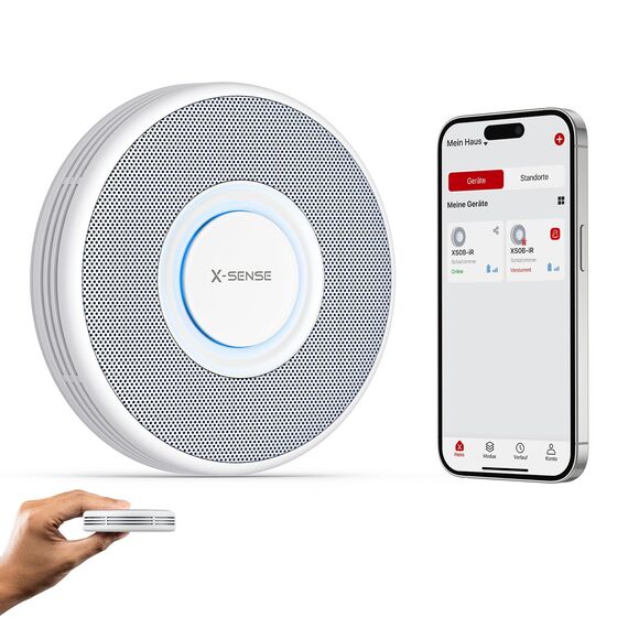 X-Sense Intelligenter WLAN-Rauchmelder mit Sprachalarmsystem und 17 Standorten, Feuermelder, Rauchwarnmelder, nur 33 mm dünn, XS0B-iR, 1 Stück