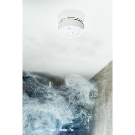 Shelly Plus Smoke - WLAN Rauchmelder, Feuermelder mit Photoelektrischem Sensor, 5 Jahre Batterielebensdauer, EN 14604, LED- und Tonanzeigen, Benachrichtigung, Alexa & Google, kein Hub Erforderlich