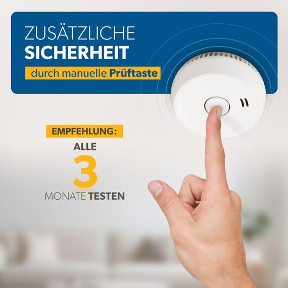 UNITEC Rauchwarnmelder mit Magnethalterung, Montage ohne Werkzeug und Bohren, mit starken 3M Klebepads für sicheren Halt, mit LED-Funktionsanzeige, Alarm bei Rauchentwicklung mit 85 dB