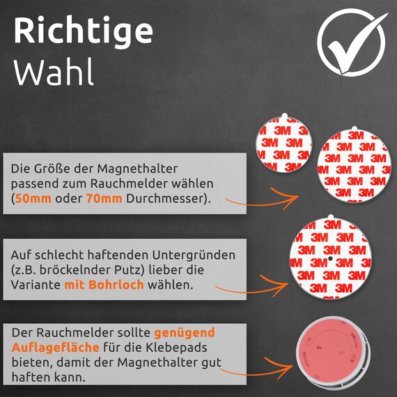 ECENCE Rauchmelder Magnethalter 10 Stück Selbstklebende Magnethalterung für Rauchmelder Ø 70mm schnelle & sichere Montage ohne Bohren und Schrauben für alle Feuermelder und Rauchwarnmelder