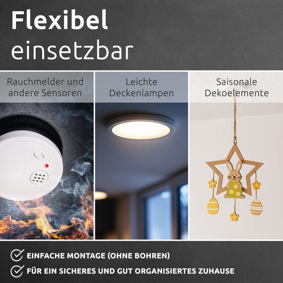 ECENCE Rauchmelder Magnethalter 2 Stück Selbstklebende Magnethalterung für Rauchmelder Ø 50mm schnelle & sichere Montage ohne Bohren und Schrauben für alle Feuermelder und Rauchwarnmelder
