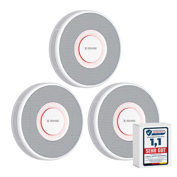 X-Sense Smarter Rauchmelder WLAN mit Sprachausgabe und 17 Standorten, Feuermelder, Rauchmelder vernetzt, 33 mm, SBS50 Basisstation erforderlich, XS0B-MR, 3 Stück