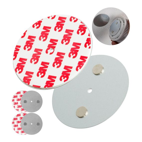 Rauchmelder Magnethalter, 3 Stück, Ø 70 mm Durchmesser, zum Kleben an die Decke, Magnethalterung mit Befestigung ohne Bohren, Halter für Feuermelder und Rauchwarnmelder, Warngerät Klebepad Halterung