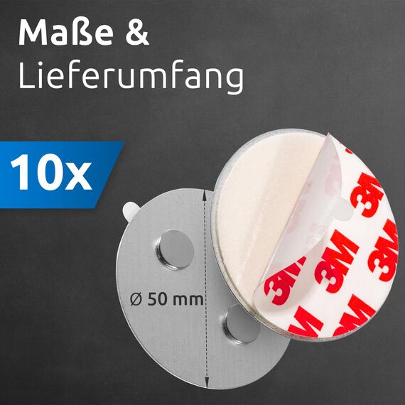 ECENCE Rauchmelder Magnethalter 10 Stück Selbstklebende Magnethalterung für Rauchmelder Ø 50mm schnelle & sichere Montage ohne Bohren und Schrauben für alle Feuermelder und Rauchwarnmelder