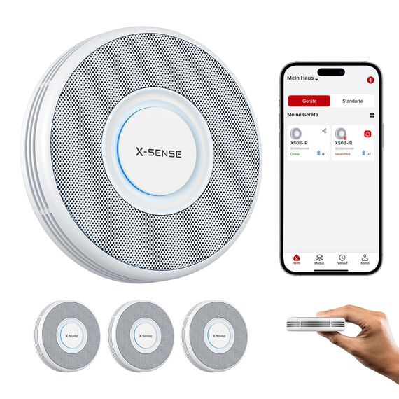 X-Sense Intelligenter WLAN-Rauchmelder mit Sprachalarmsystem und 17 Standorten, Feuermelder, Rauchwarnmelder, nur 33 mm dünn, XS0B-iR, 3 Stück
