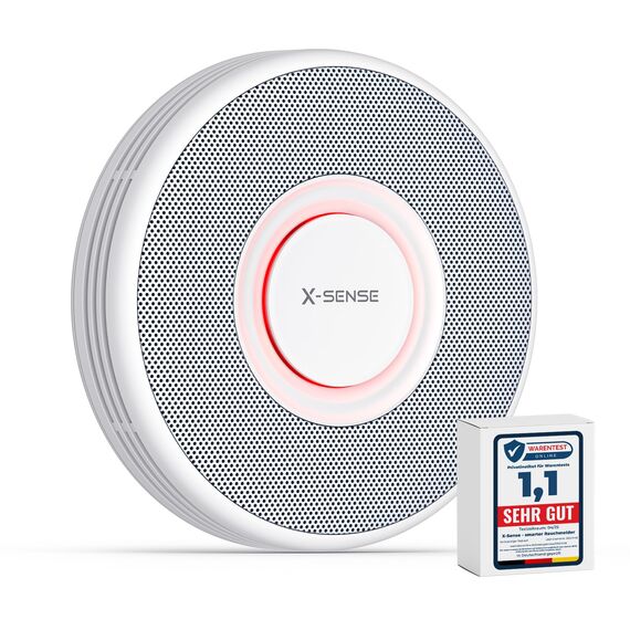 X-Sense Smarter Rauchmelder WLAN mit Sprachausgabe und 17 Standorten, Feuermelder, Rauchmelder vernetzt, 33 mm, SBS50 Basisstation erforderlich, XS0B-MR, 1 Stück
