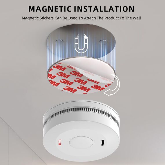 YEEFON Rauchmelder, Feuermelder 10 Jahre Lebensdauer, Rauchwarnmelder mit Starkere Magnethalterung, 85dB Hörbarer Alarm, Große Test/Stummschalttaste, Zertifiziert nach EN 14604, Standalone, 1 Stück