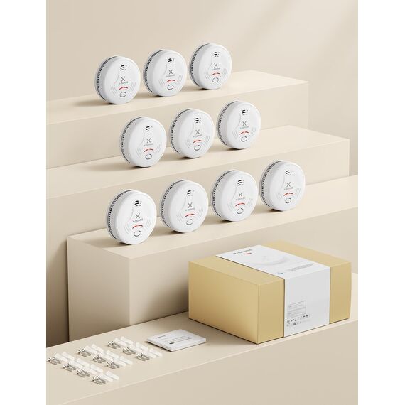 X-Sense Rauchmelder 10 Jahre Batterie, Feuermelder TÜV Zertifiziert, Rauchwarnmelder mit Stummschaltung und Selbsttest Funktion, SD11, 10er Set