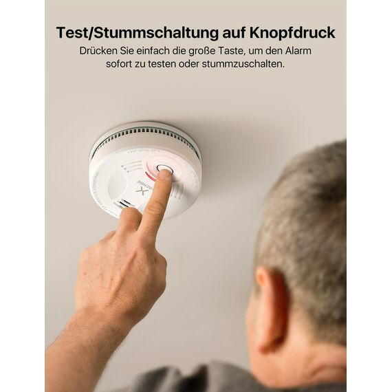 X-Sense Rauchmelder 10 Jahre Batterie, Feuermelder TÜV Zertifiziert, Rauchwarnmelder mit Stummschaltung und Selbsttest Funktion, SD11, 10er Set