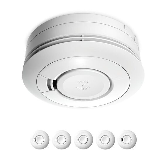 Ei Electronics Ei650 Rauchwarnmelder, Rauchmelder im 5er Set, Stand-Alone-Gerät mit Batterie für 10 Jahre, Testsieger Stiftung Warentest, weiß
