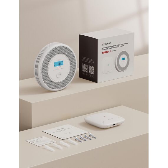 X-Sense WLAN-Rauch- und Kohlenmonoxidmelder, Sprachalarm und Standortansage, 2-in-1 Rauchmelder mit SBS50 Basisstation, XP0A-MR11, 1 Stück