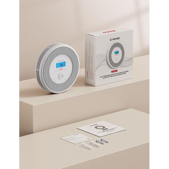 X-Sense XP0A-iR Rauch und CO Melder mit Sprachalarm und Standortansage, WLAN Kombinierter Rauch- und Kohlenmonoxidmelder für 17 festlegbare Räume，kompatibel mit der X-Sense Home Security-App, 1 Stück