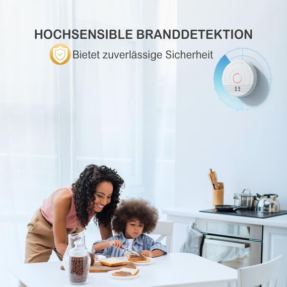 Andyssey Batterie Rauchmelder mit Magnethalterung, Zertifiziert DIN EN14604, Feuermelder mit Fotoelektrischem Sensor, 85 dB Alarmlautstärke, 6 Stück