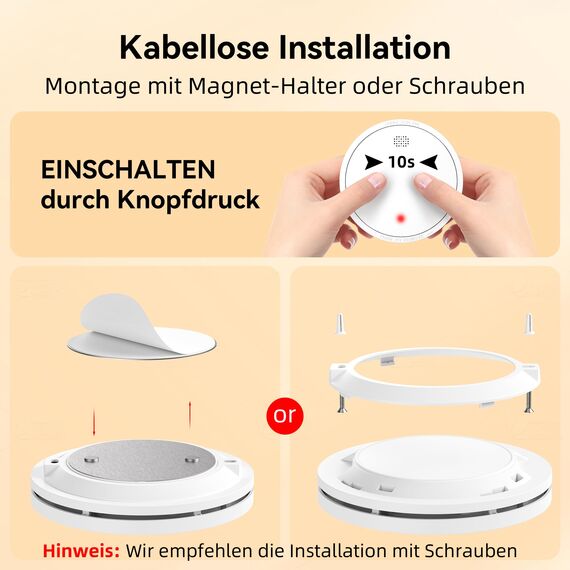 CHZHVAN Rauchmelder 10 Jahre Batterie mit Magnethalterung, Europäischen Norm EN14604 Geprüft Feuermelder | Ohne Bohren, 85dB Rauchwarnmelder, 1er Set