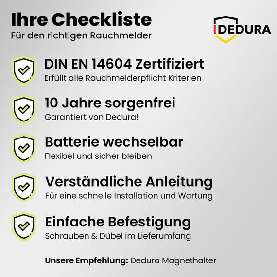 Rauchmelder 3er Set mit 10 Jahre Garantie BSI Zertifiziert nach DIN EN14604 inkl. 9V Batterie Rauchwarnmelder Brandmelder Feuermelder