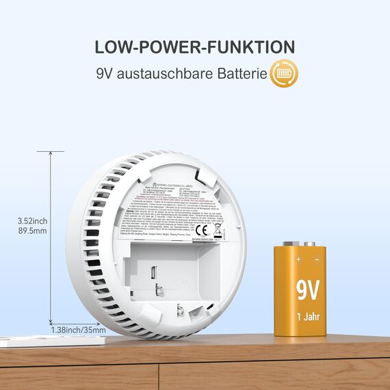 Andyssey Batterie Rauchmelder mit Magnethalterung, Zertifiziert DIN EN14604, Feuermelder mit Fotoelektrischem Sensor, 85 dB Alarmlautstärke, 6 Stück