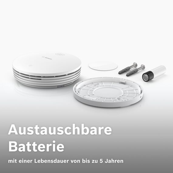 Bosch Smart Home Rauchmelder II, mit App-Funktion, austauschbare Batterie