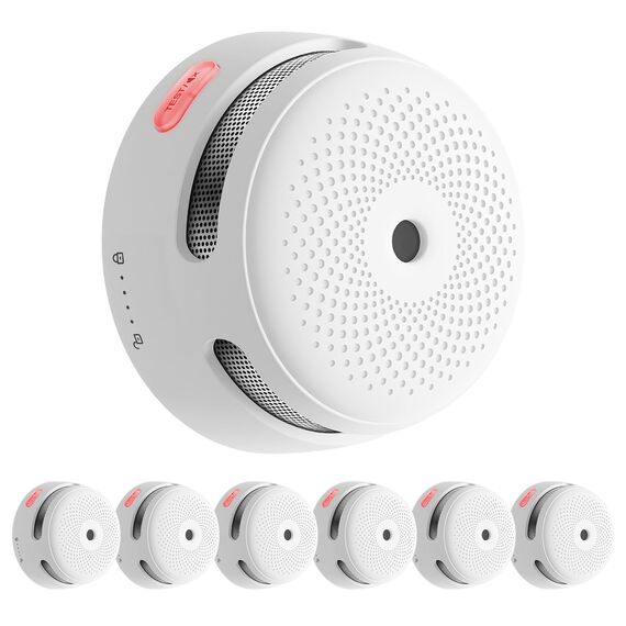 X-Sense Smart Rauchmelder XS01-M ohne SBS50 Basisstation, Zertifiziert nach EN 14604, Funkrauchmelder mit WLAN, vernetzbarer Feuermelder, kompatibel mit der X-Sense Home Security App, XS01-M, 6 Stück