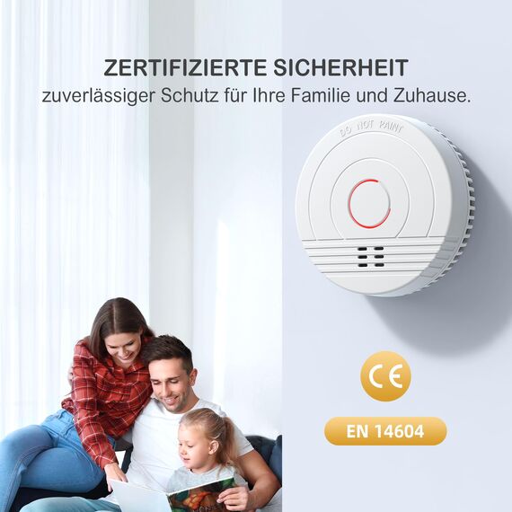 Andyssey Batterie Rauchmelder mit Magnethalterung, Zertifiziert DIN EN14604, Feuermelder mit Fotoelektrischem Sensor, 85 dB Alarmlautstärke, 6 Stück